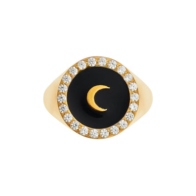 Moon Enamel Crystal Chevalier Ring - Eye M by Ileana Makri
