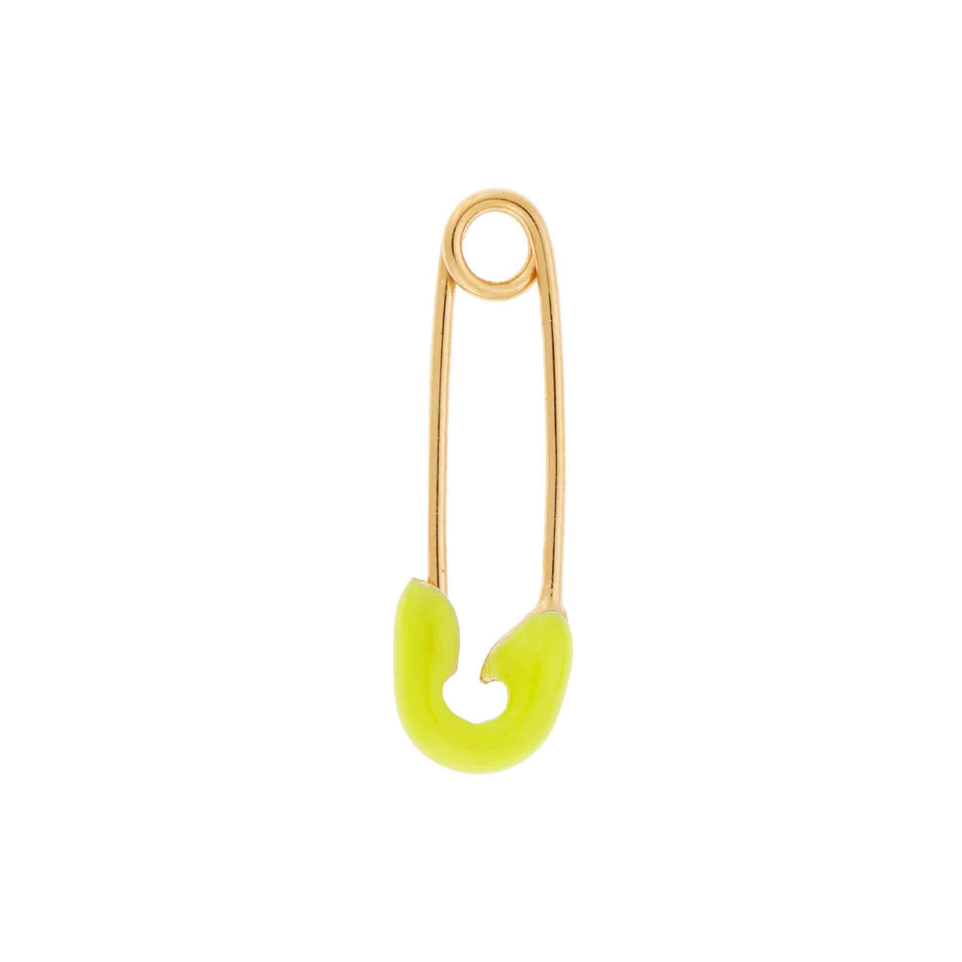 Neon Yellow Enamel Safety Pin Earring - Eye M by Ileana Makri