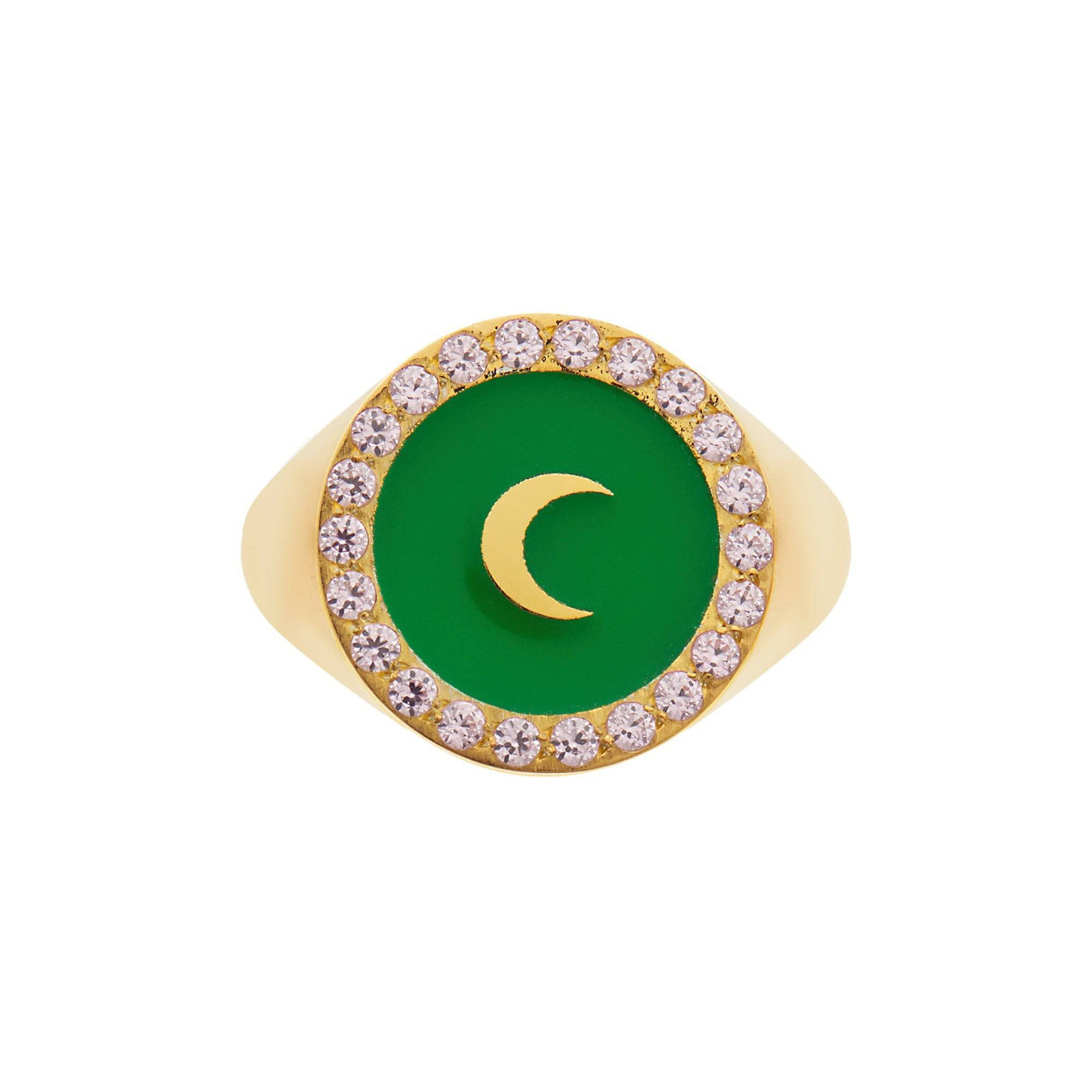 Moon Enamel Chevalier Ring Green Pink - Eye M by Ileana Makri