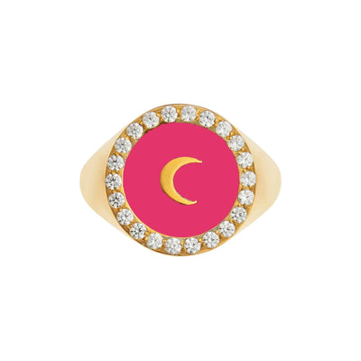 Moon Enamel Crystal Chevalier Ring - Eye M by Ileana Makri