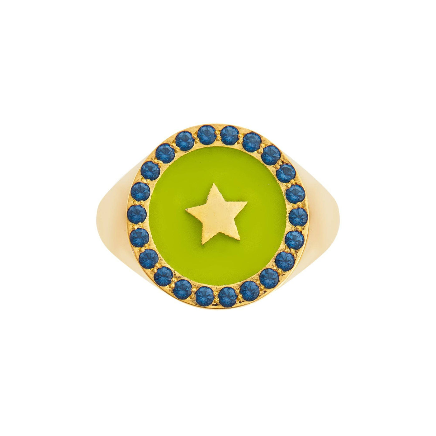 Star Enamel Chevalier Ring Yellow Blue - Eye M by Ileana Makri