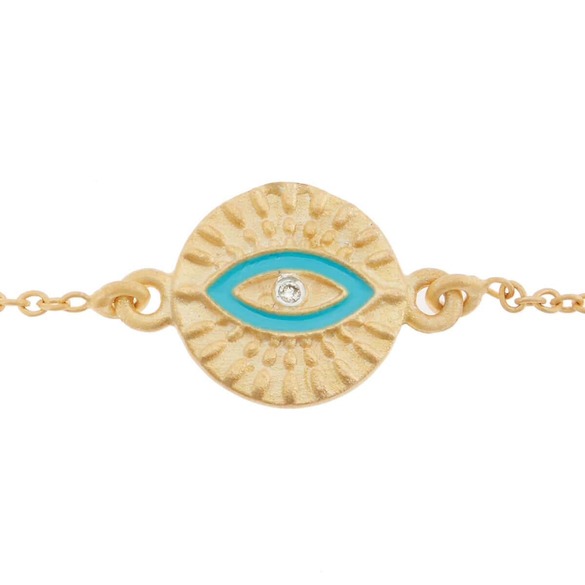 All Seeing Eye Bracelet with Turquoise Enamel - Eye M by Ileana Makri