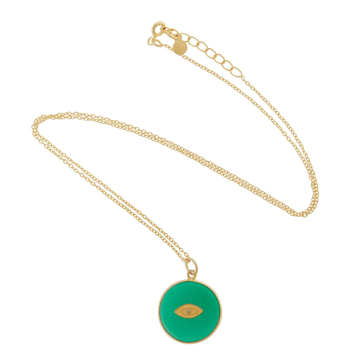 All Seeing Round Eye Necklace with Green Onyx - Eye M by Ileana Makri