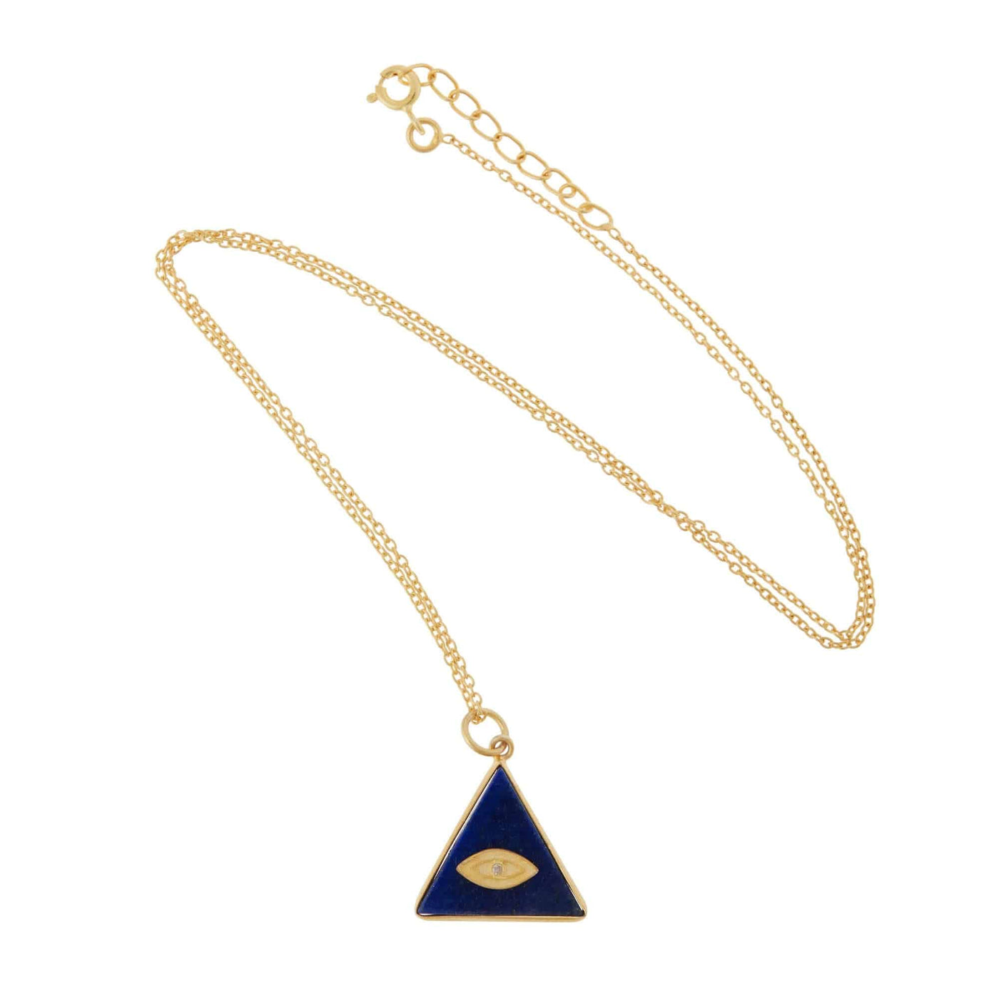 All Seeing Triangle Eye Necklace with Lapis - Eye M by Ileana Makri