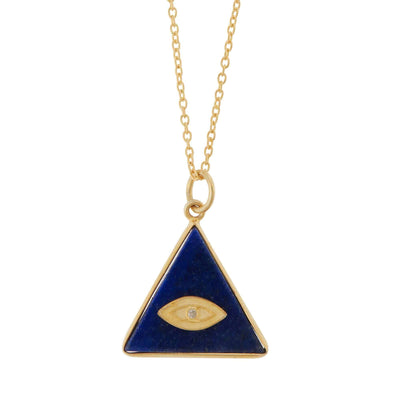 All Seeing Triangle Eye Necklace with Lapis - Eye M by Ileana Makri