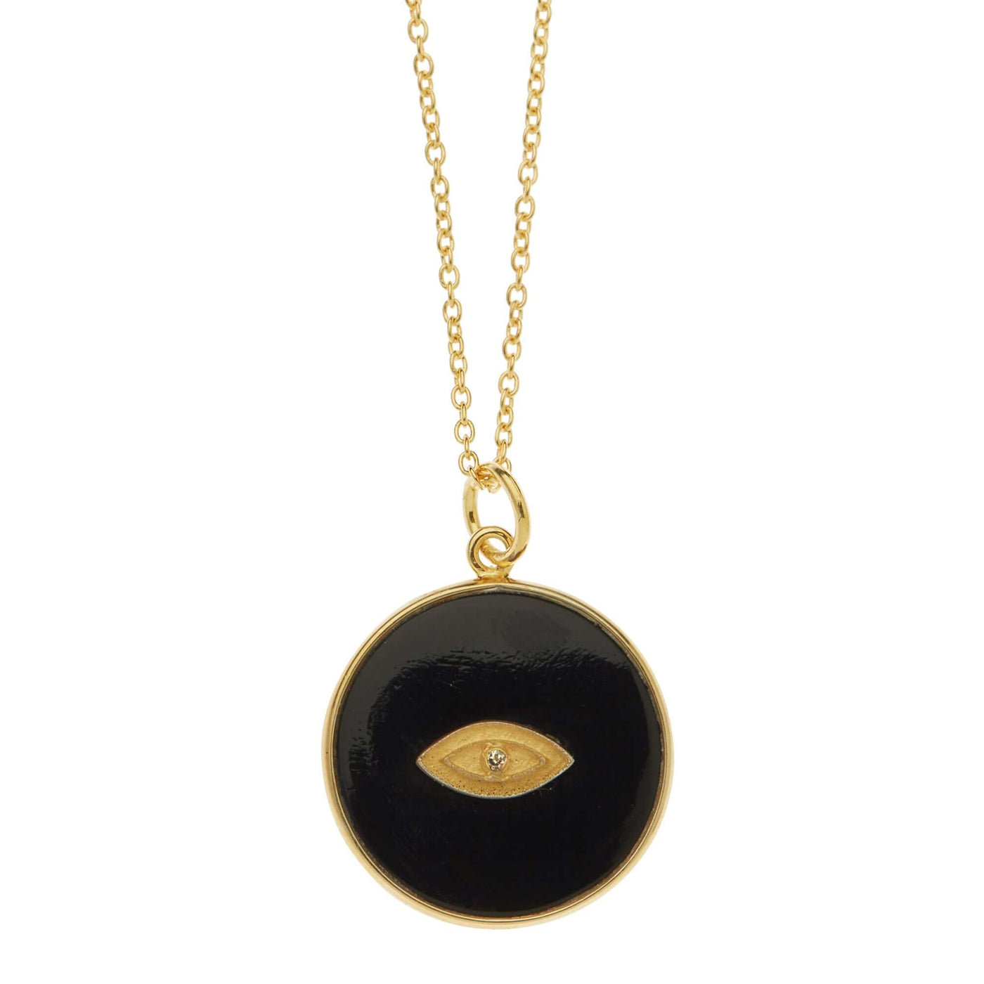 All Seeing Round Eye Necklace with Black Onyx - Eye M by Ileana Makri
