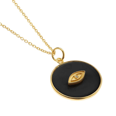 All Seeing Round Eye Necklace with Black Onyx - Eye M by Ileana Makri