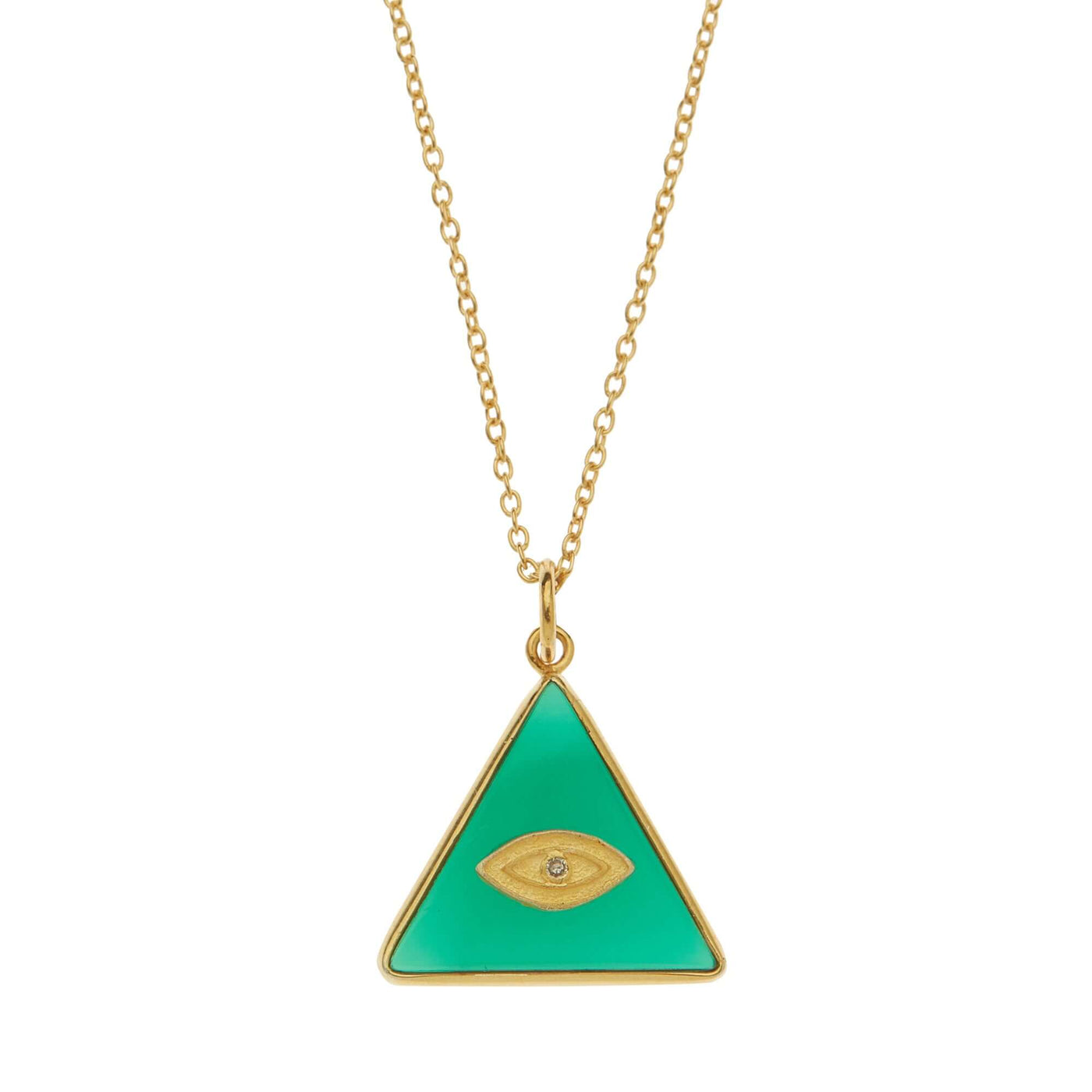 All Seeing Triangle Eye Necklace with Green Onyx - Eye M by Ileana Makri