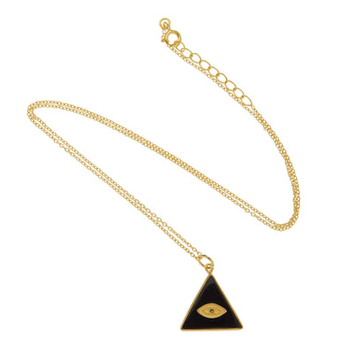 All Seeing Triangle Eye Necklace with Black Onyx - Eye M by Ileana Makri