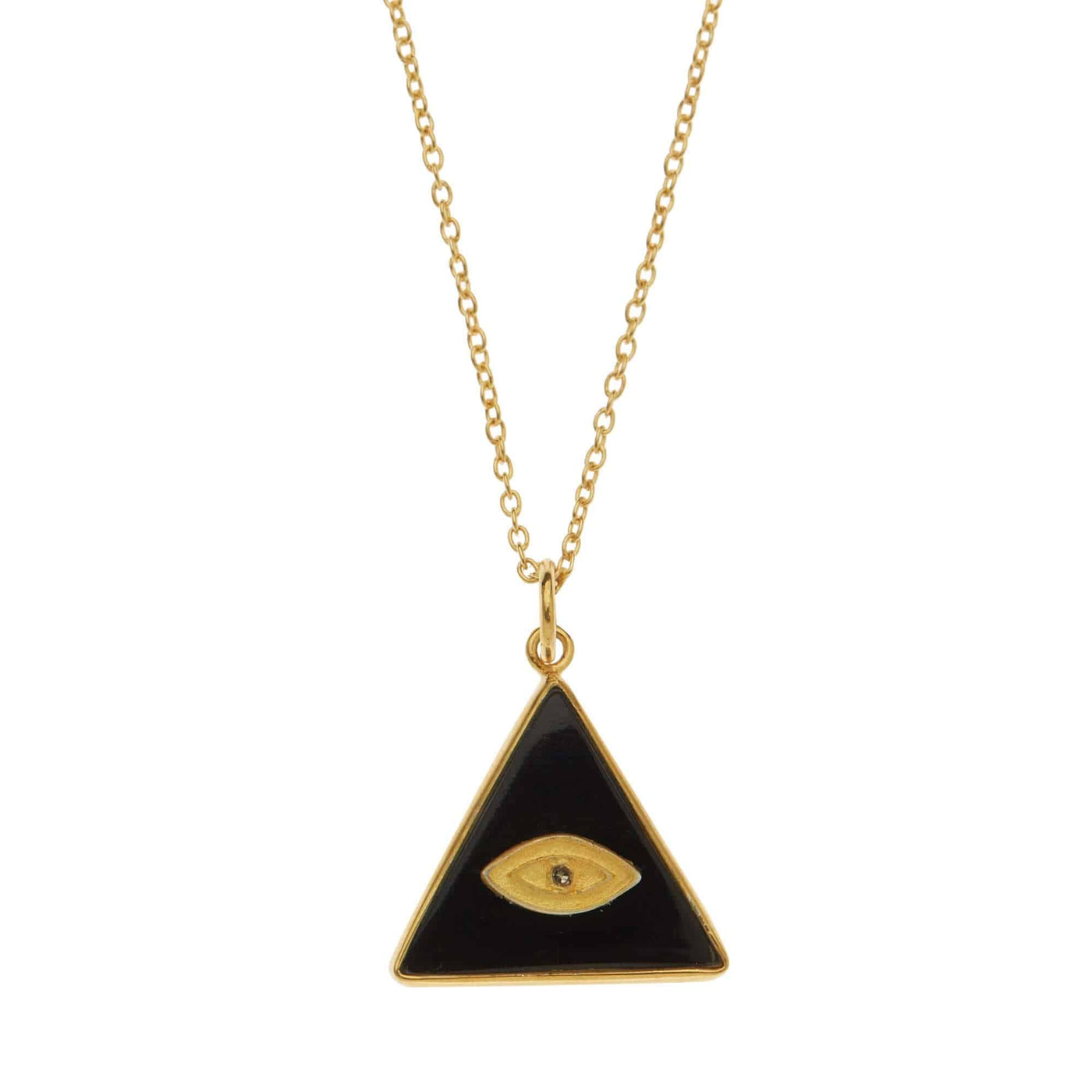 All Seeing Triangle Eye Necklace with Black Onyx - Eye M by Ileana Makri